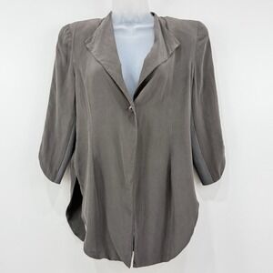 Scanlan Theodore Silk Blazer Womens 10 Brown Minimal Career Office Sophisticated